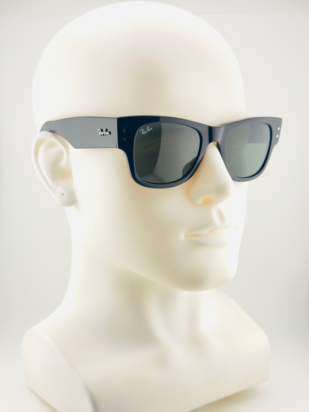 Ray-Ban Mega Wayfarer Sunglasses Rb0840S Acetate Black Frame Green Lenses UNISEX - Picture 2 of 15